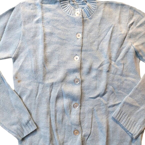 Vintage 1940s -1950s Powder Blue Long Sleeve Cardigan Sweater - Picture 4 of 9